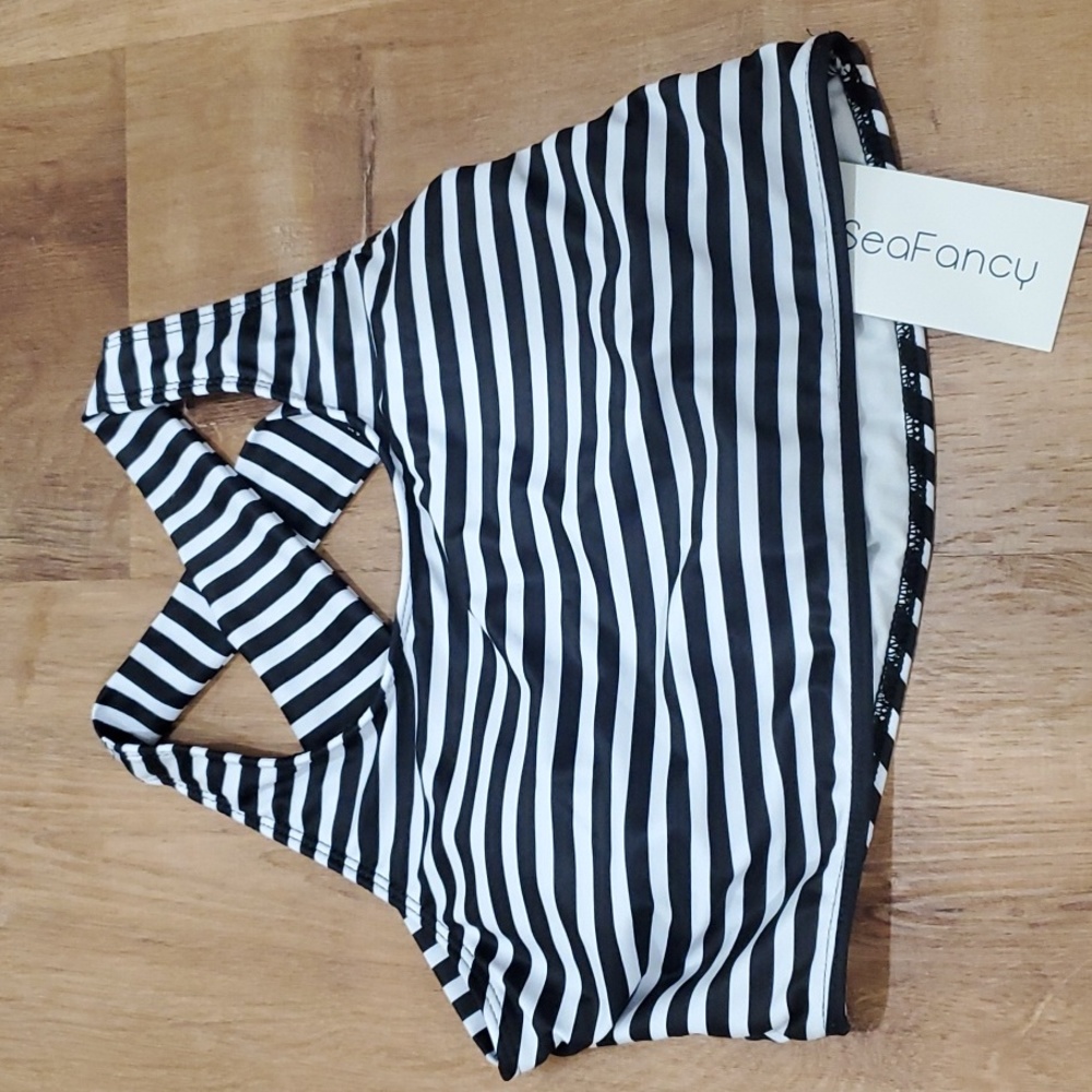 Seafancy Swim Bikini Top Striped Size M